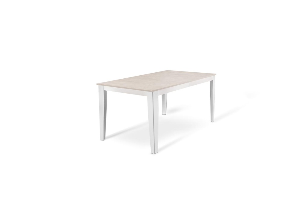Tavolo allungabile in cemento bianco e metallo bianco, 90 cm x 156-316 cm x 76 cm