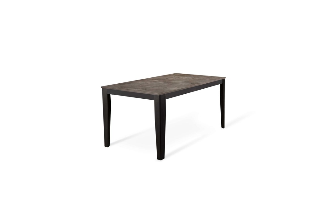 Tavolo allungabile in cemento grigio e metallo nero, 80 cm x 130-290 cm x 76 cm