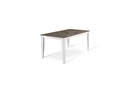 Tavolo allungabile in cemento grigio e metallo bianco, 90x156-316x76 cm