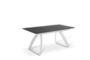 Tavolo allungabile con top nero e gambe in alluminio, dimensioni 170/270x90x76 cm