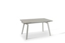 Tavolo allungabile con top in pietra effetto marmo bianco, gambe in metallo, 140/200x80x76 cm