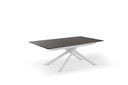 Tavolo allungabile con superficie in ruggine e gambe bianche, dimensioni 170/270x90x76 cm