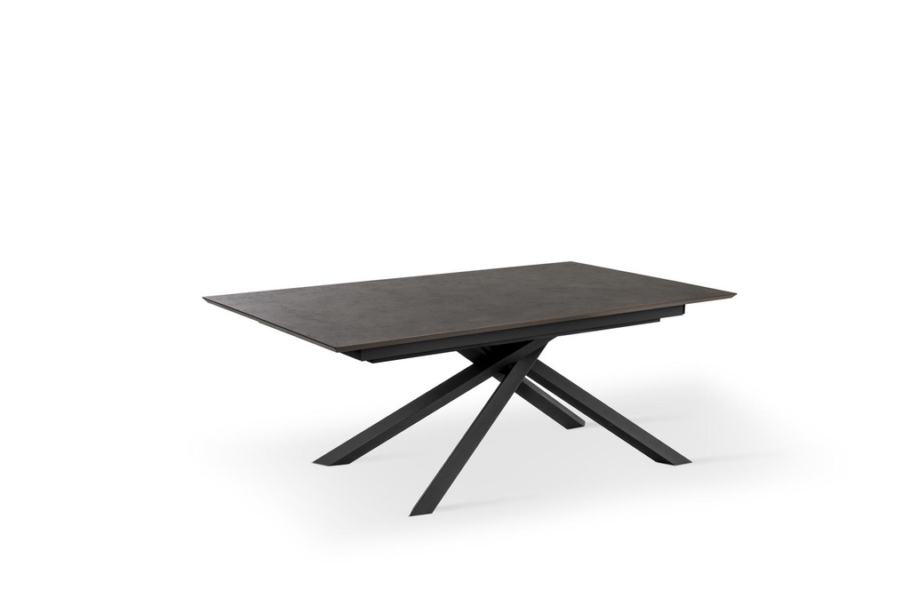 Tavolo allungabile con top in ruggine e gambe nere, 170/270x90x76h cm, materiale top: HPL, gambe: alluminio
