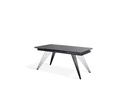 Tavolo allungabile in ceramica marmo grigio e metallo nero opaco, 90x160-240x76 cm