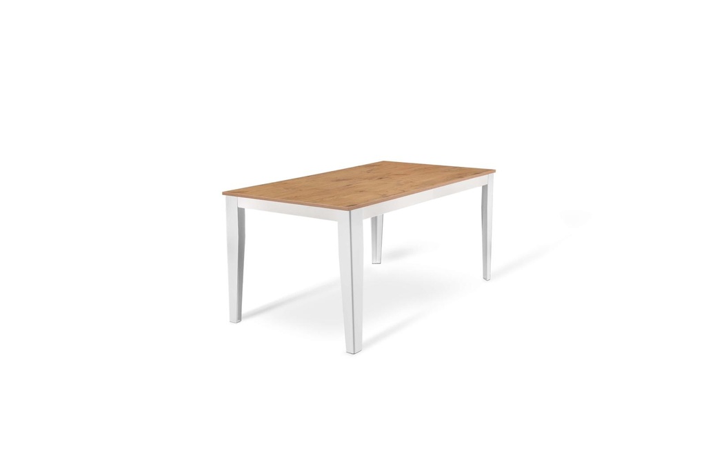 Tavolo allungabile in rovere e bianco, 80x130-290x76 cm con top in melaminico e gambe in metallo