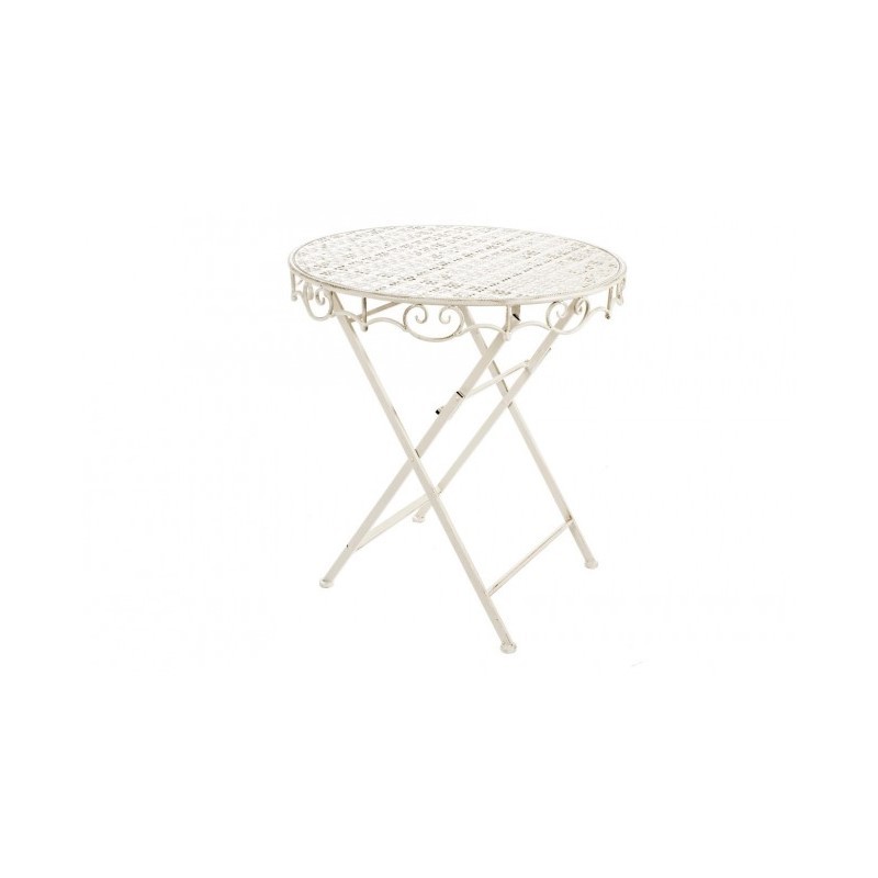 Tavolo classico Emily in metallo, pieghevole, cm 70x74