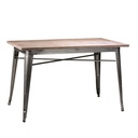 Tavolo in Ferro con Top in Legno Galvanizzato - 80x160x76 cm