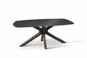 Tavolo fisso elegante e funzionale, 180 x 90 x 76 cm, con top in ceramica marmo nero e gambe in massello di noce