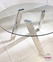 Tavolo fisso in vetro temperato trasparente con gambe in metallo, 120x120x75h cm