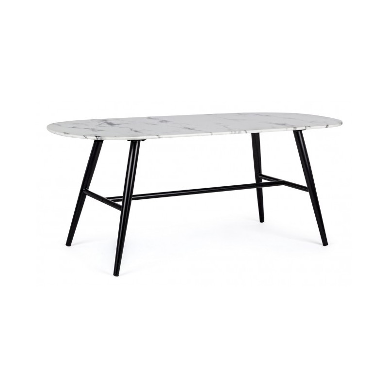 Tavolo ovale effetto marmo 110x50x45h cm