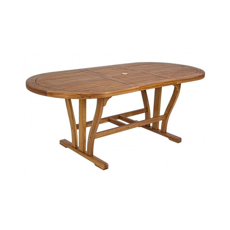 Tavolo per esterno ovale allungabile in legno di Acacia 150/200x90x h74 cm
