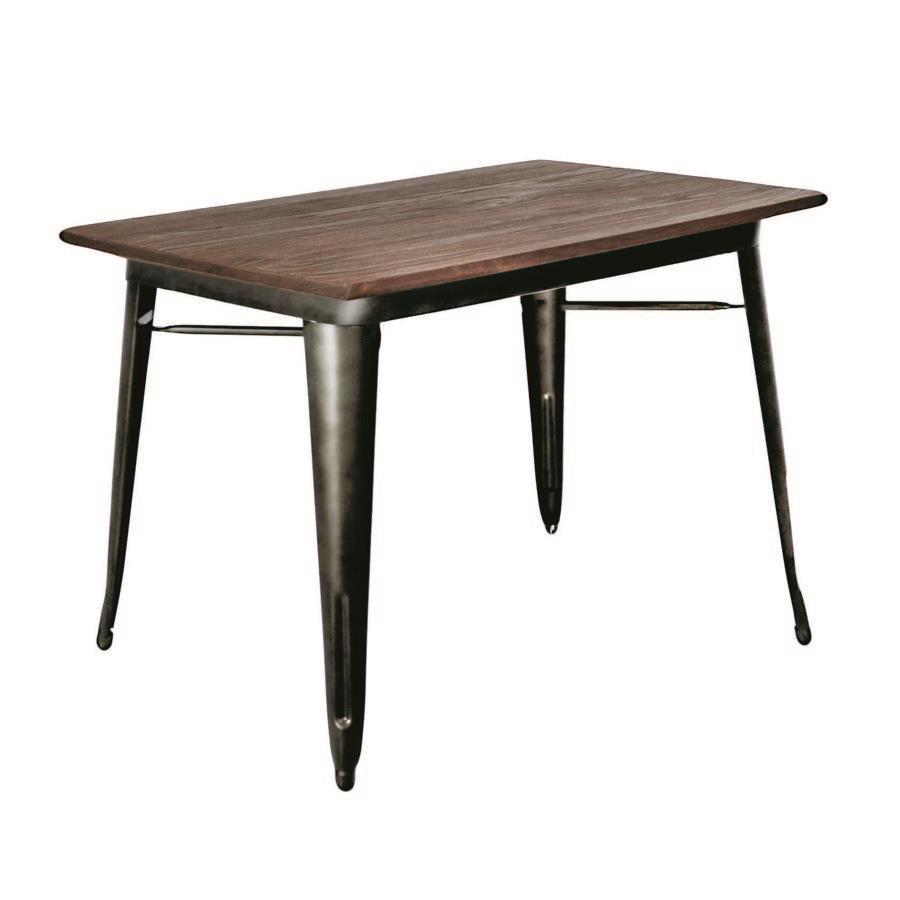 Tavolo Urban Industrial Ferro Bristol Top in Legno Marrone 120x70h76