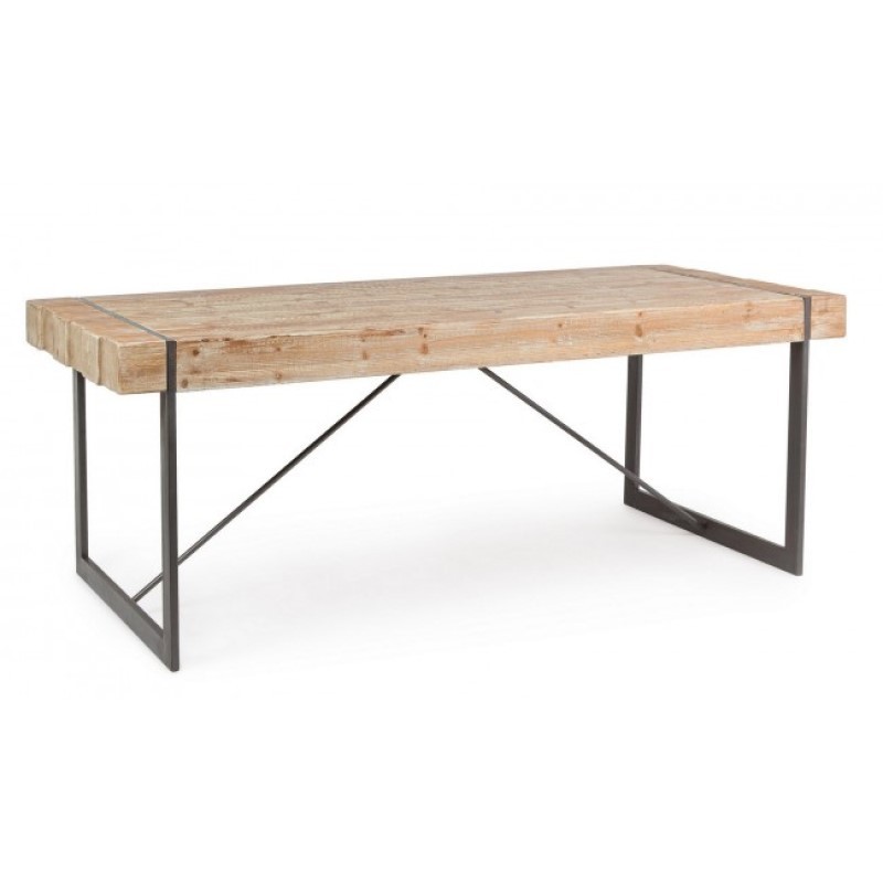 Tavolo Urban Industriale Garrett con Piano in Legno - 200x90x77 cm