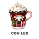 Tazza in resina con led giallo 28x23x31 cm
