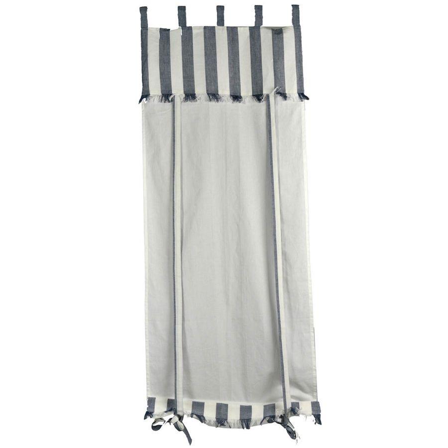 Tenda a righe in tessuto blu ventoso misto lino cm58x160