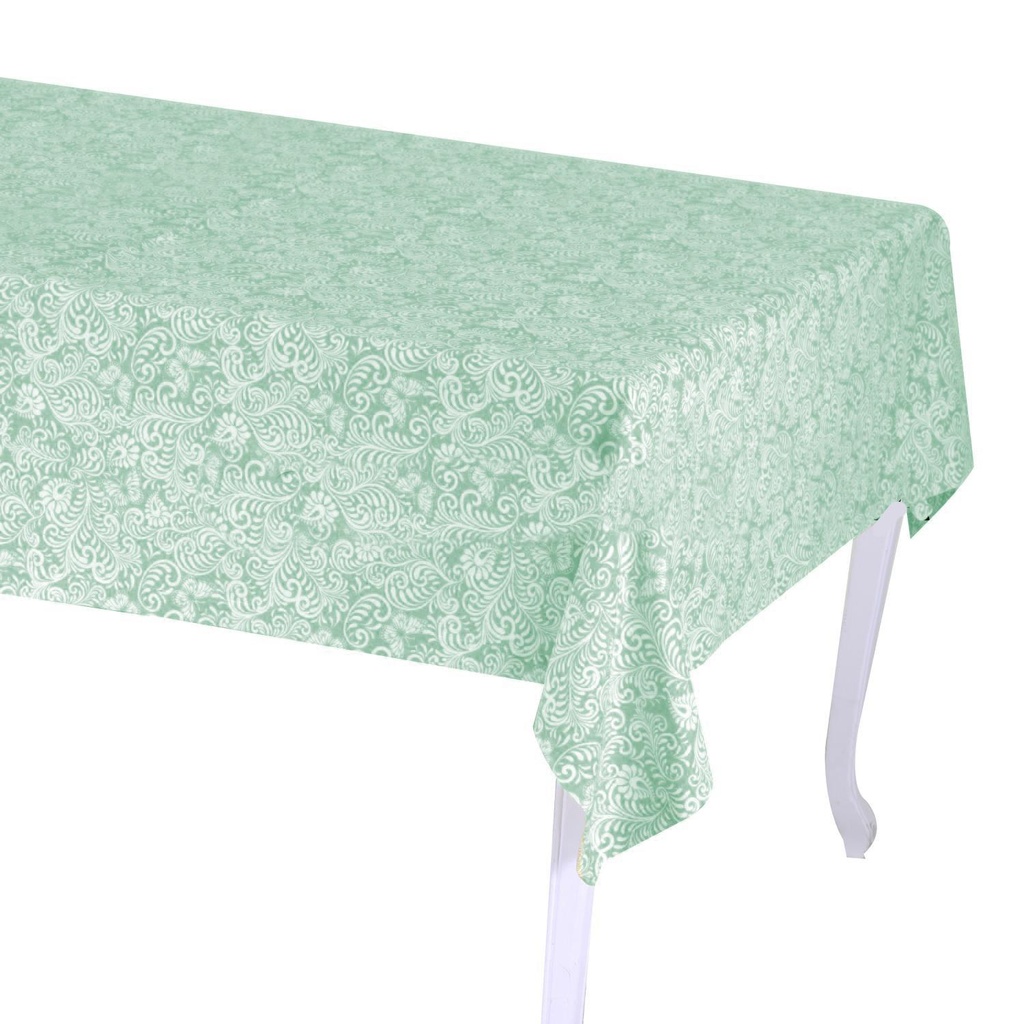 Tovaglia flora jaquard verde salvia rettangolare 140x240 cm