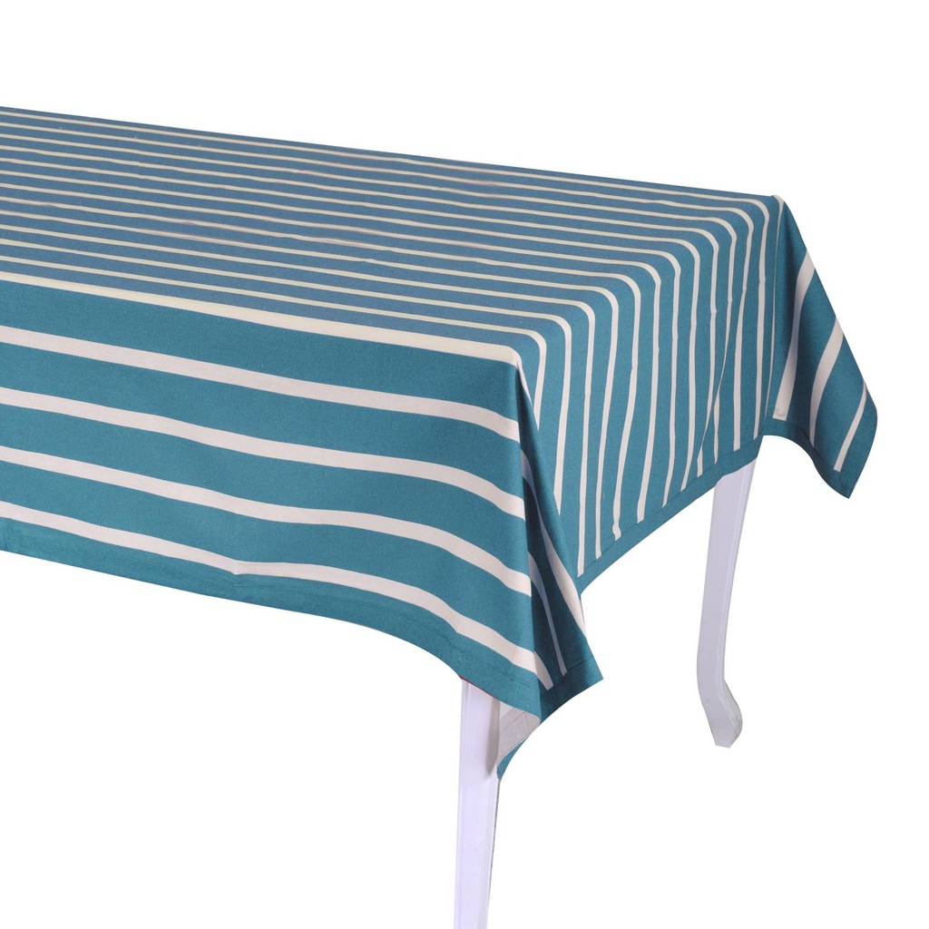 Tovaglia a righe blu petrolio rettangolare 140x180 cm