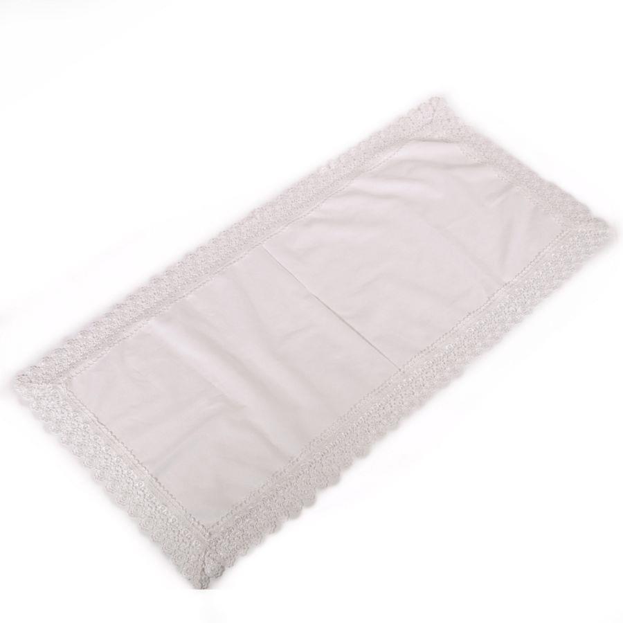 Tovaglia runner tessuto bianco con pizzo rettangolare 45x100 cm