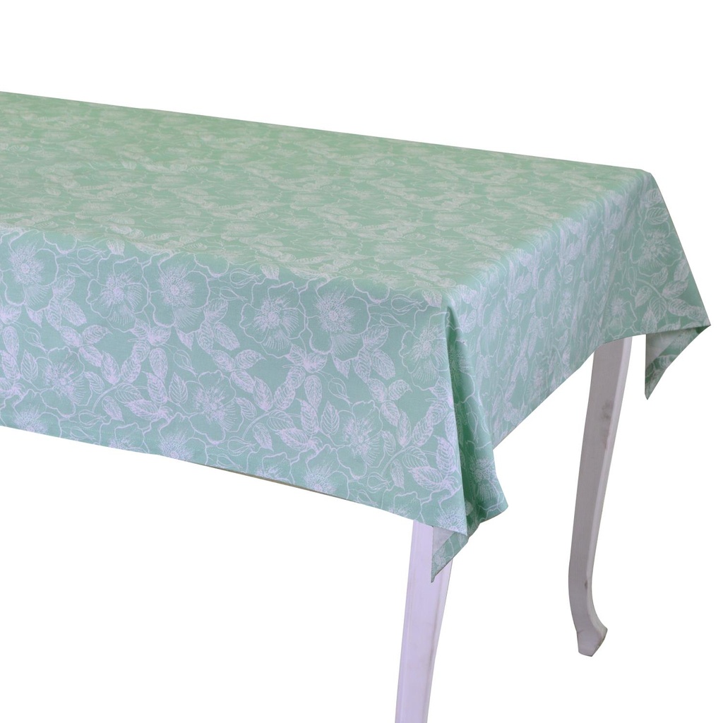Tovaglia in tessuto wild rose hem 2cm verde acqua cm140x240