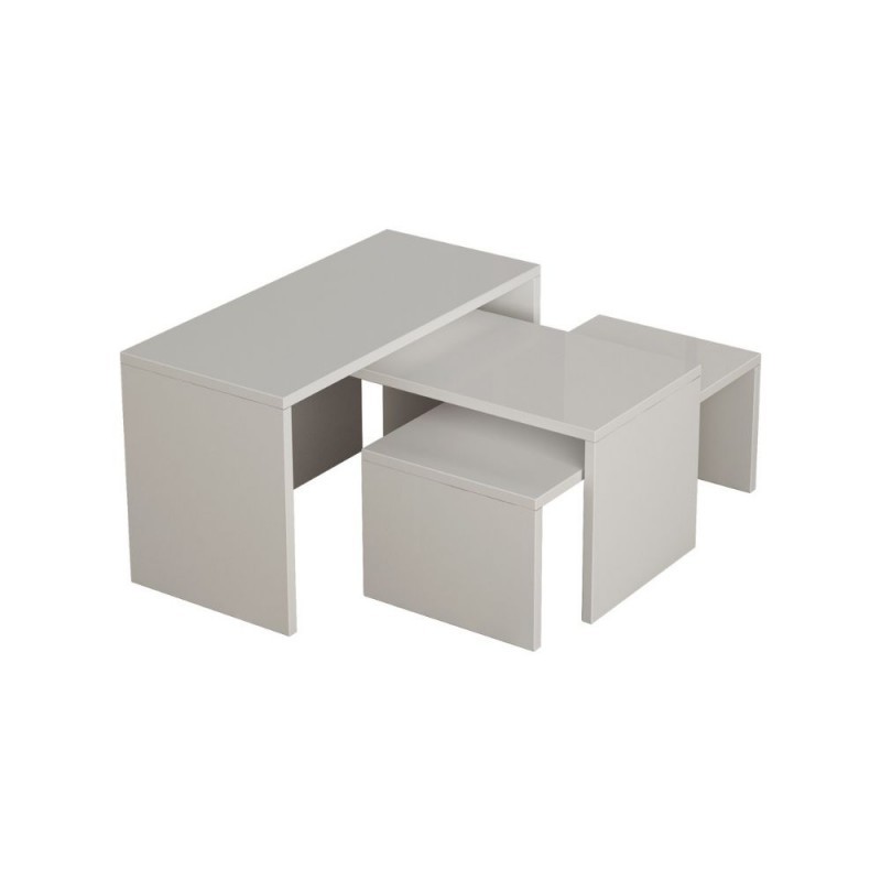 Tris tavolini da caffe bianco Kanta 65x30xh.39 cm