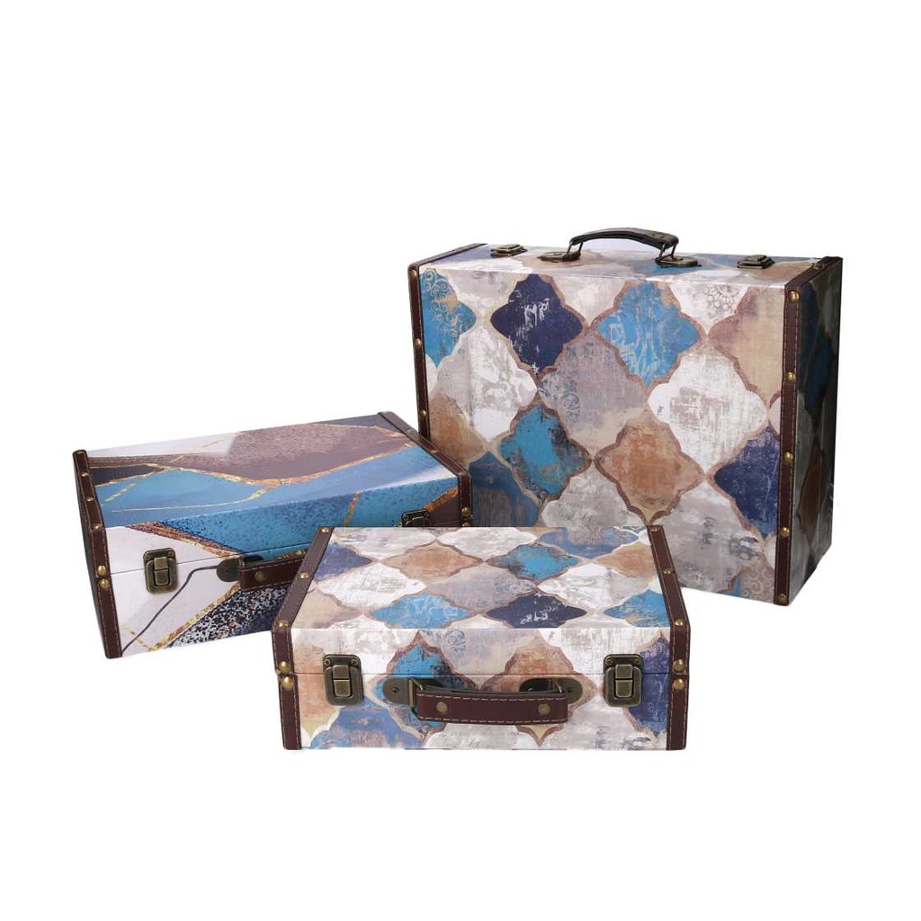 Valigia rettangolare in ecopelle blu marocchina 1-3 cm40x14h30