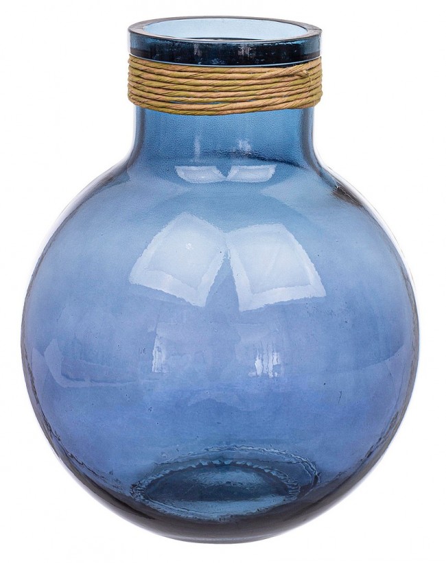 Vaso in Vetro Riciclato e Carta Kraft Blu Cobalto H34,5