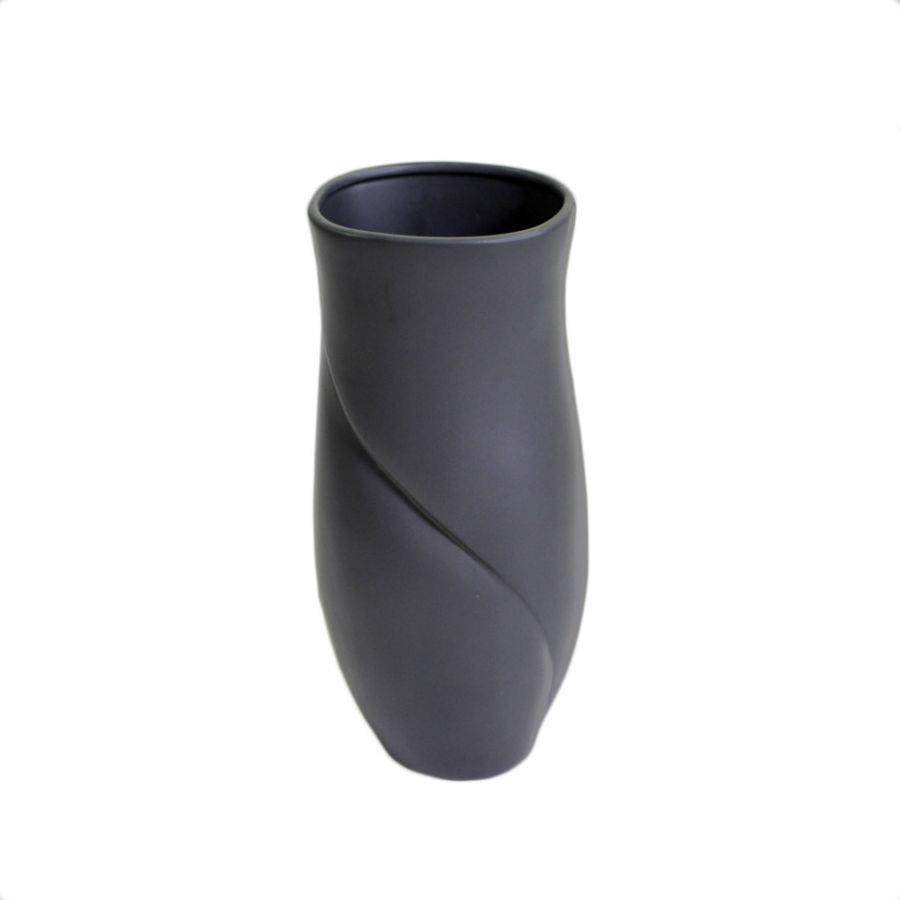 Vaso in ceramica nera opaca a forma di petalo cm17x16h36,5