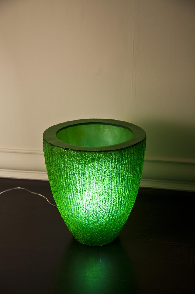 Vaso affascinante in resina, finitura verde, 53x53x61 cm