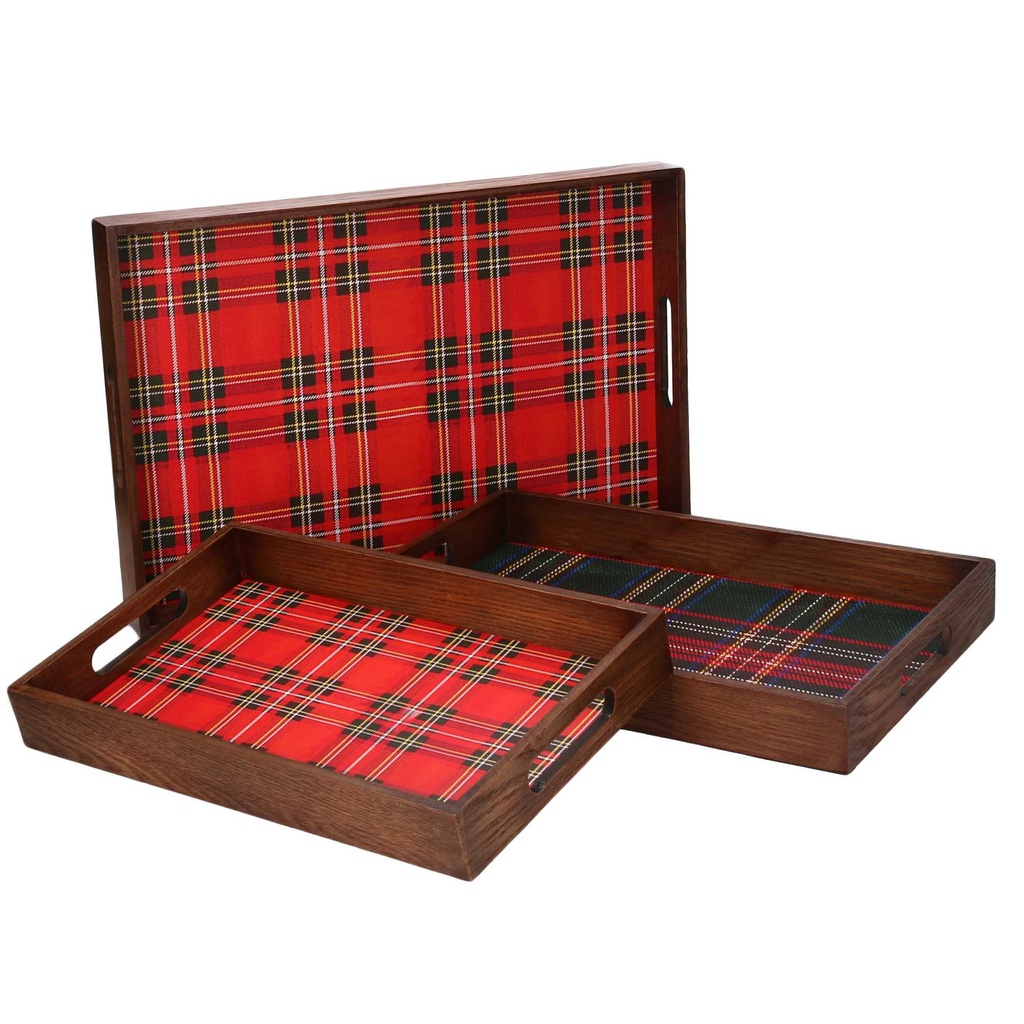 Vassoio Rettangolare in Legno Scozzese 45x30x4,5 cm