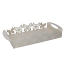 Vassoio rettangolare farfalla crema in metallo 41x20x6,5 cm
