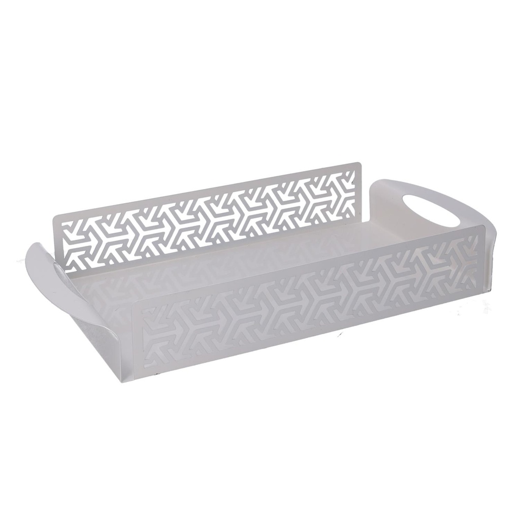 Vassoio rettangolare metallo frecce bianco 41x20x6,5 cm