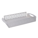 Vassoio rettangolare metallo frecce bianco 41x20x6,5 cm