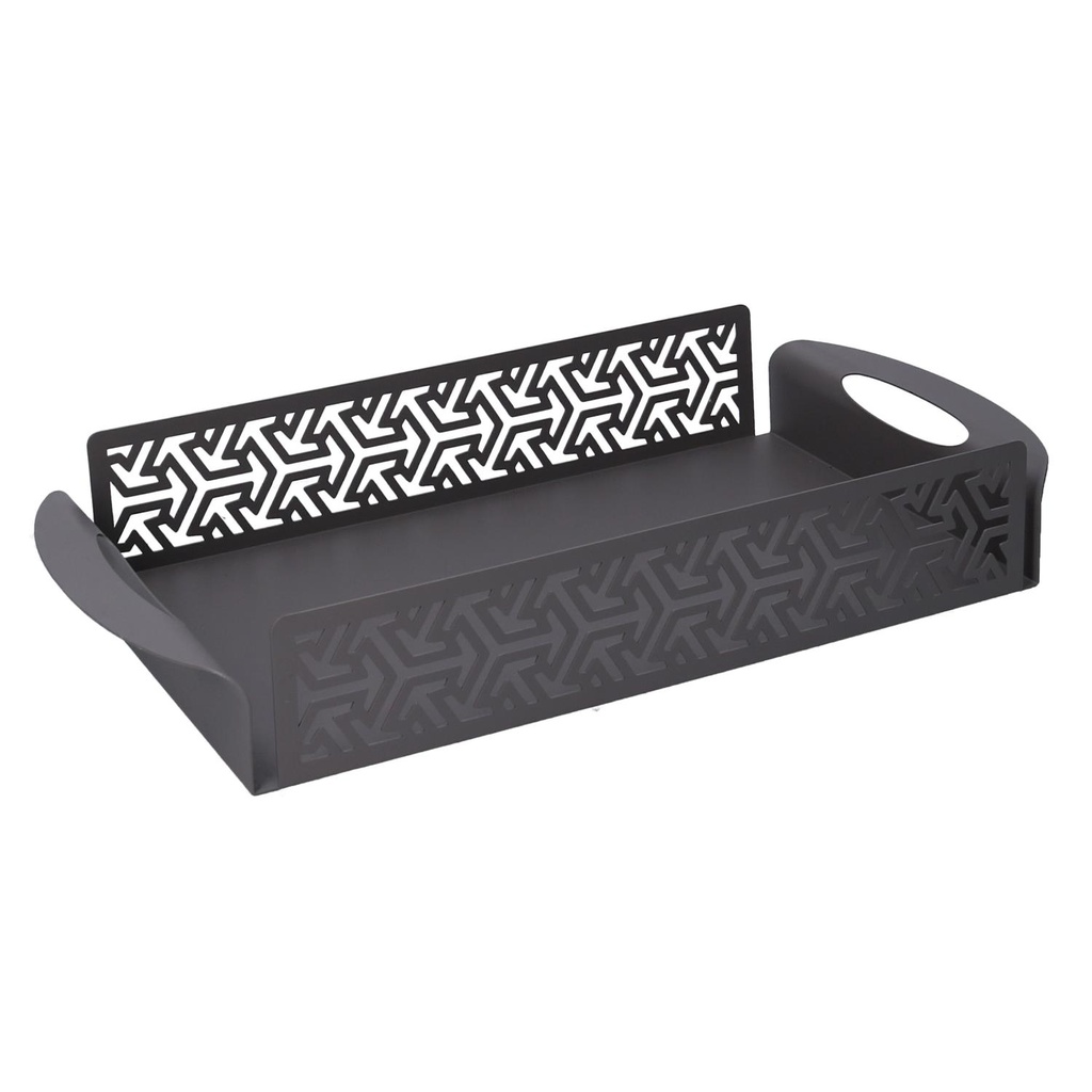 Vassoio rettangolare in metallo grigio scuro con frecce - 41x20x6,5 cm