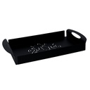 Vassoio rettangolare in metallo nero con gatti - 41x20x5 cm