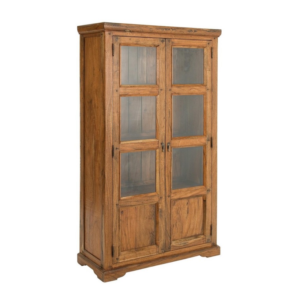 Vetrina 2 ante marrone in legno stile rustico