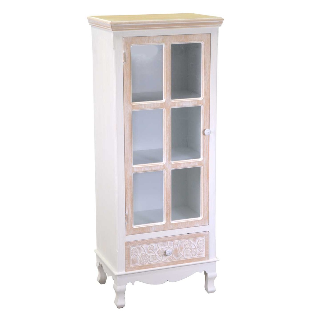 Vetrina in legno con vetro e cassetto - 48x32x120 cm