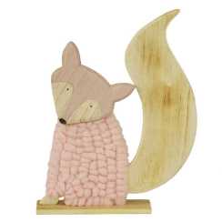 Volpe in Lana Rosa Decorativa - 27 x 6 x 36 cm