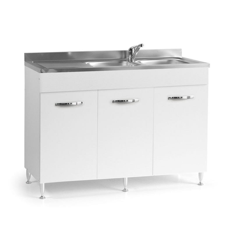 Sottolavello per cucina  3 ante Bianco reversibile Cm 120x50xH 85