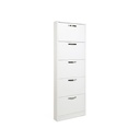 Scarpiera Slim Bianco Frassinato in  legno nobilitato 5 ribalte cm 180x65x15