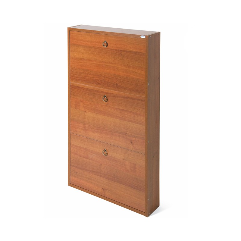 Scarpiera Slim Noce Antico in legno nobilitato 3 ribalte cm 108x65x15