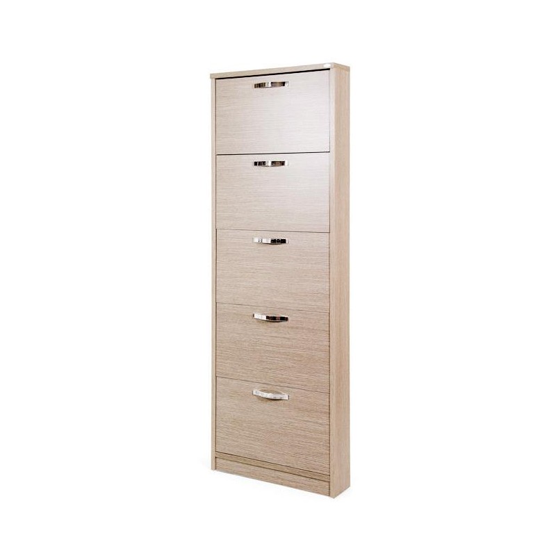 Scarpiera Slim in legno nobilitato 5 ribalte olmo cm 180x65x15