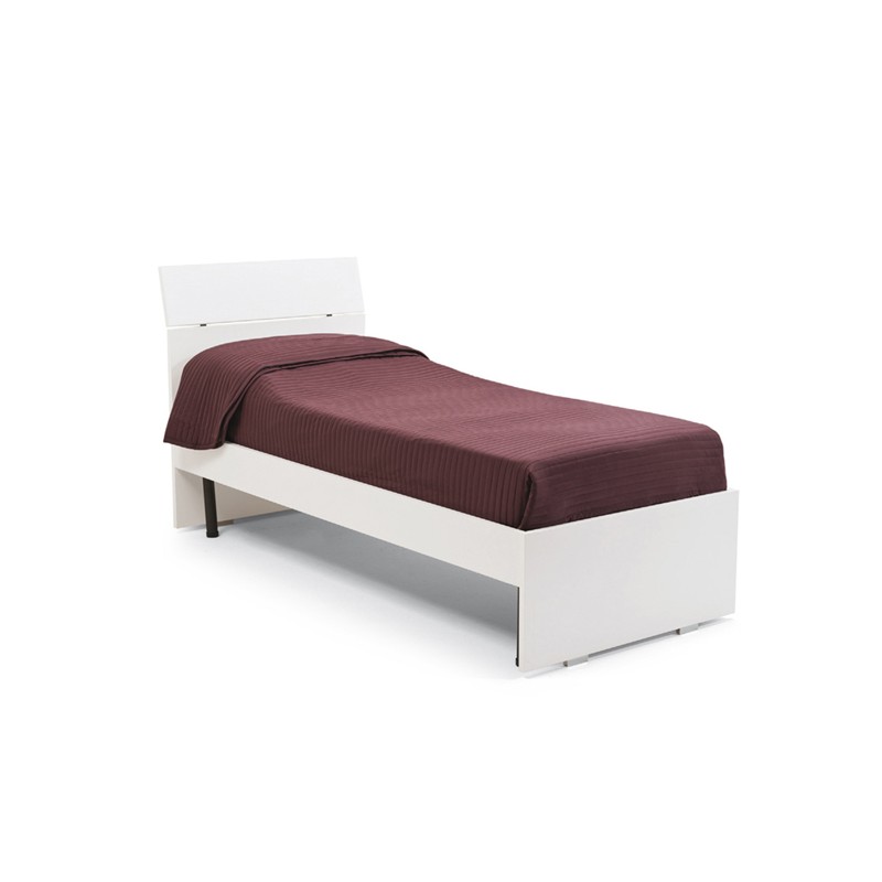 Letto singolo bianco frassinato per cameretta cm 200x85xH 98