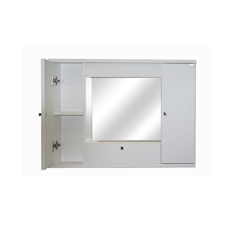 Mobile specchiera bagno bianco frassinato 2 ante c/ribalta h.61x93x14 cm