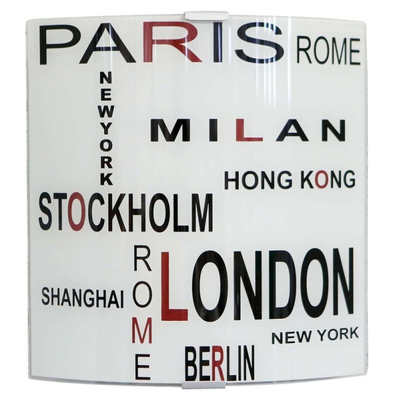 Applique lastra vetro bianco decorato ganci argento 26x8xh.26 cm