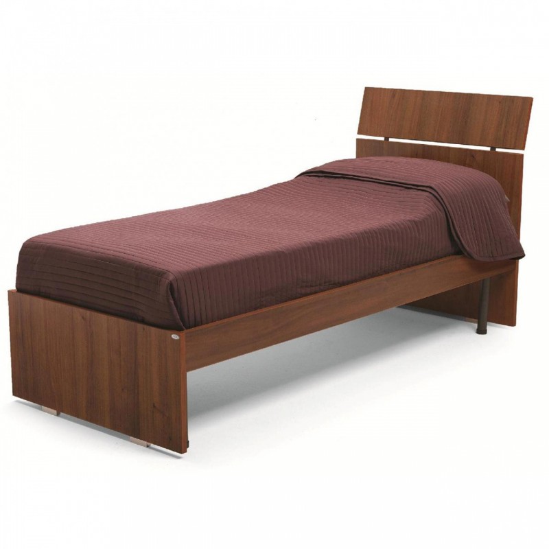 Letto Singolo Legno Per Camera Colore Noce Antico Cm 200x85xH 98
