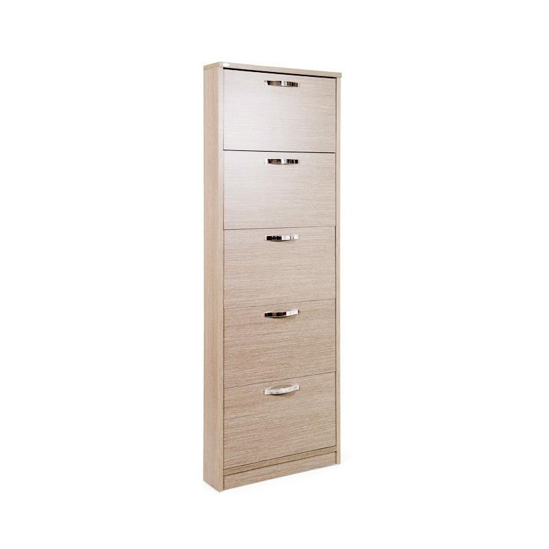 Scarpiera Slim in legno nobilitato 5 ribalte olmo 180x65x15 cm