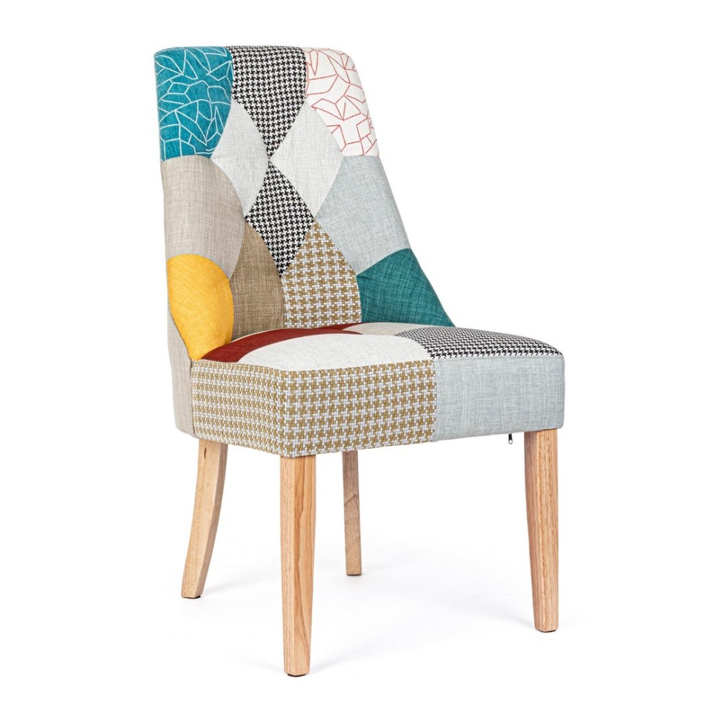 Sedia in legno imbottito stile fusion - 51x62x93 cm