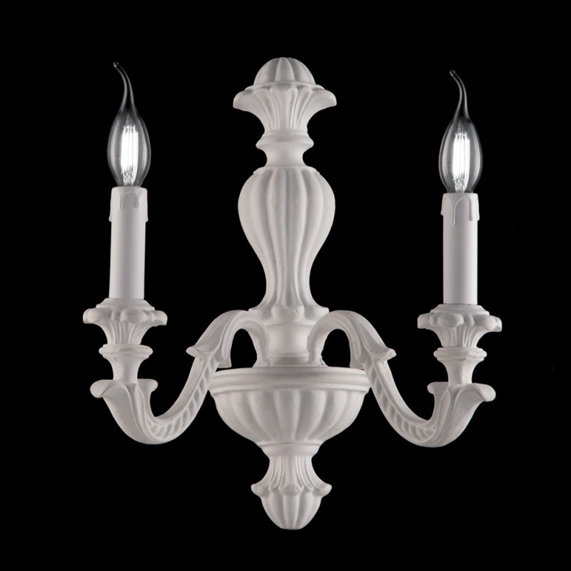 Applique in legno bianco shabby due luci 31x h40 cm