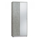 Armadio multiuso con ante scorrevoli e specchio, Beton Cemento, 82x41x190 cm