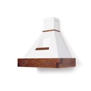 Cappa cucina rustica bianca EPOQUE con cornice in legno intarsio colore tabacco 90x50x53,5 cm
